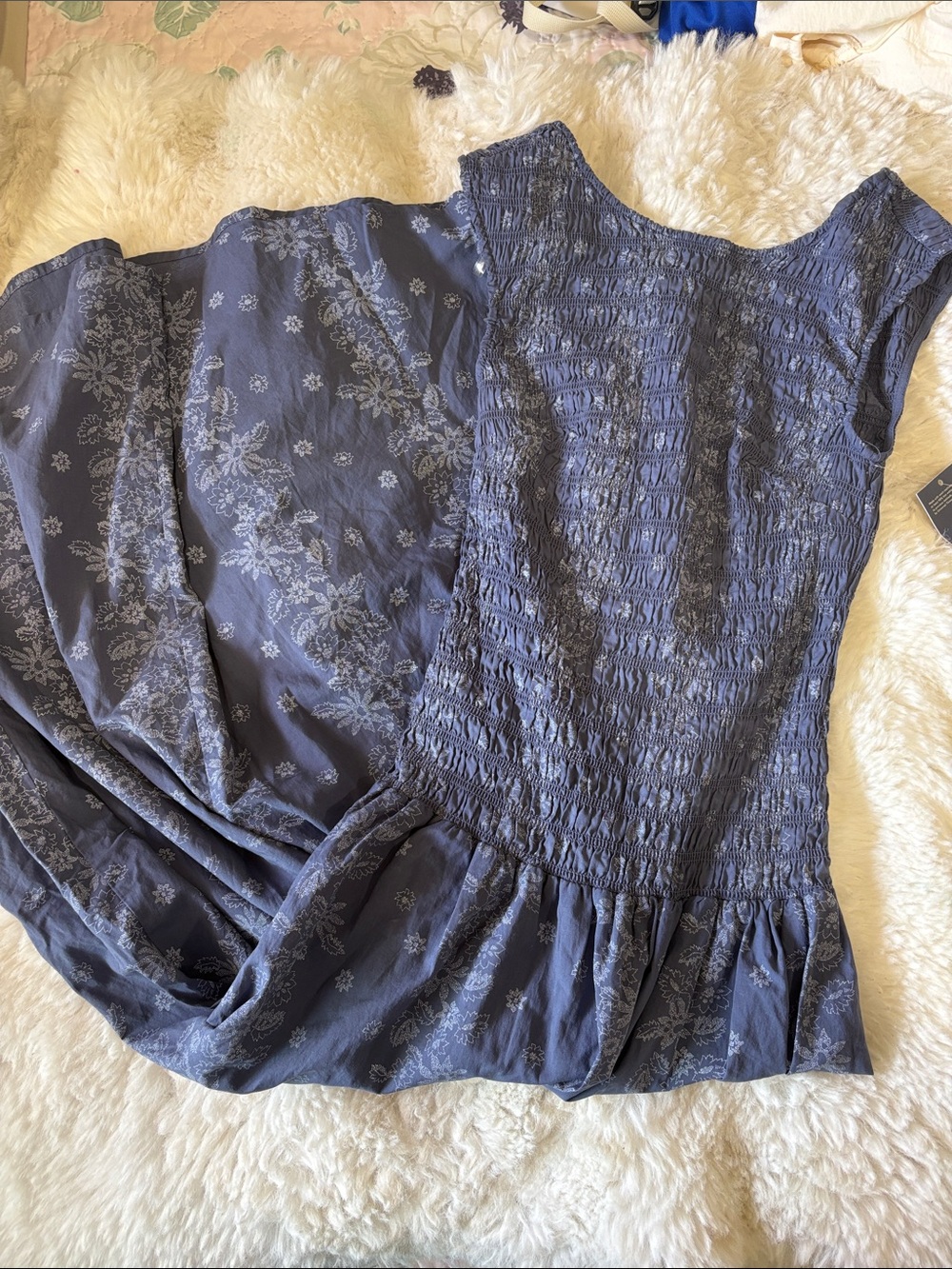 Universal Thread Charcoal Blue Smocked Peplum Top